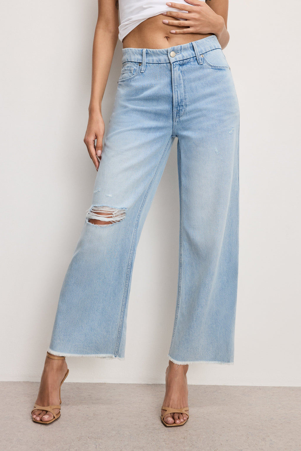 Premium WEIGHTLESS GOOD SKATE WIDE CROPPED JEANS INDIGO959