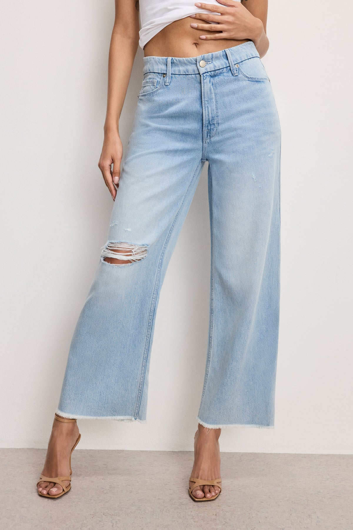 Premium WEIGHTLESS GOOD SKATE WIDE CROPPED JEANS INDIGO959