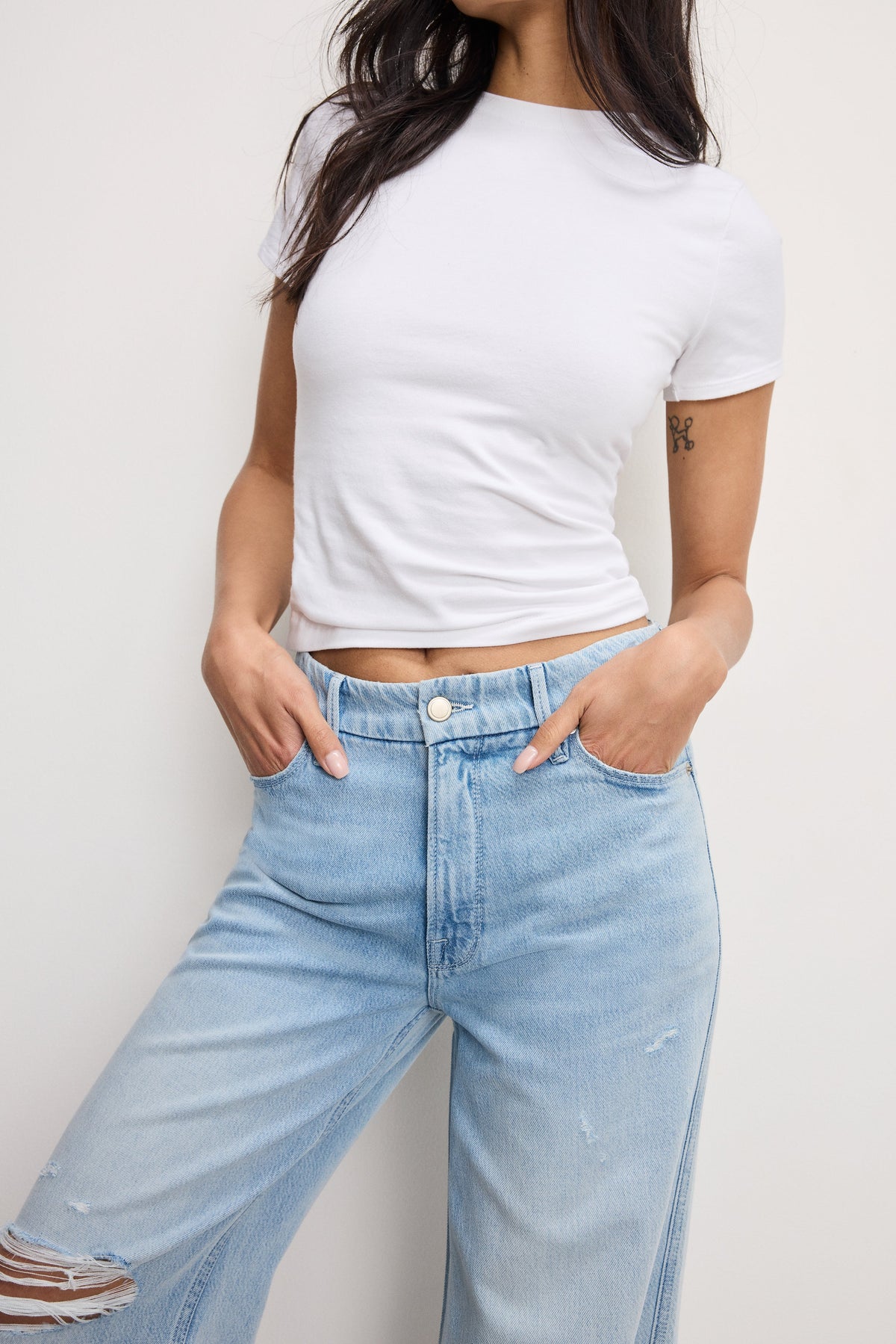 Premium WEIGHTLESS GOOD SKATE WIDE CROPPED JEANS INDIGO959