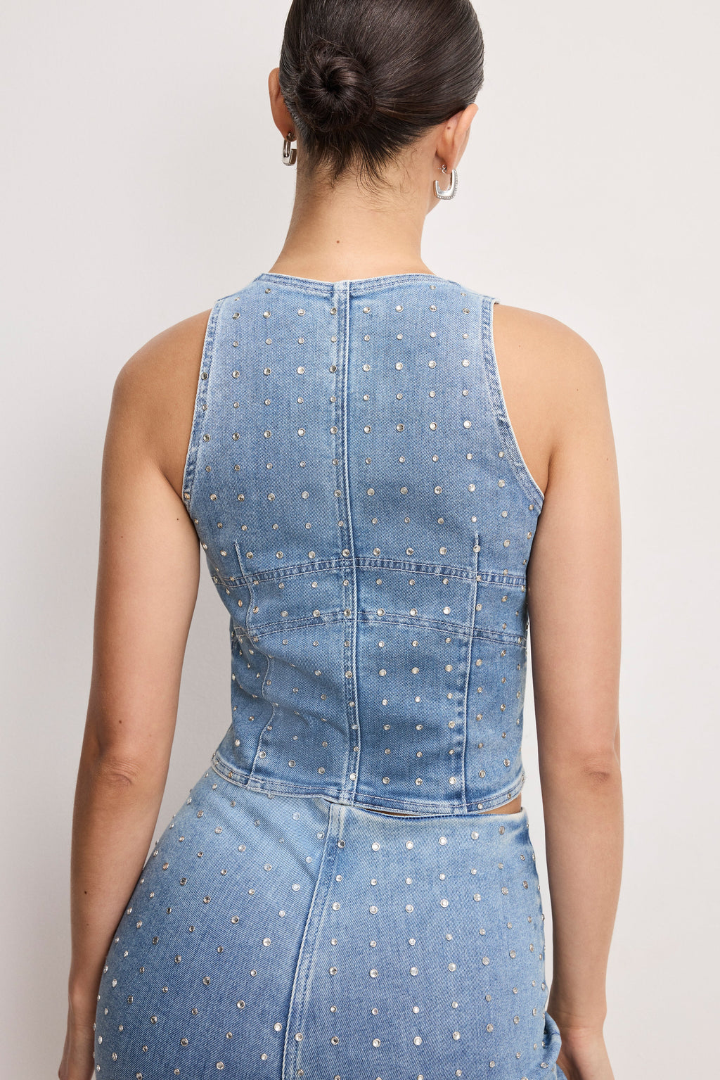 Premium DOLLY CRYSTAL DENIM VEST INDIGO1023