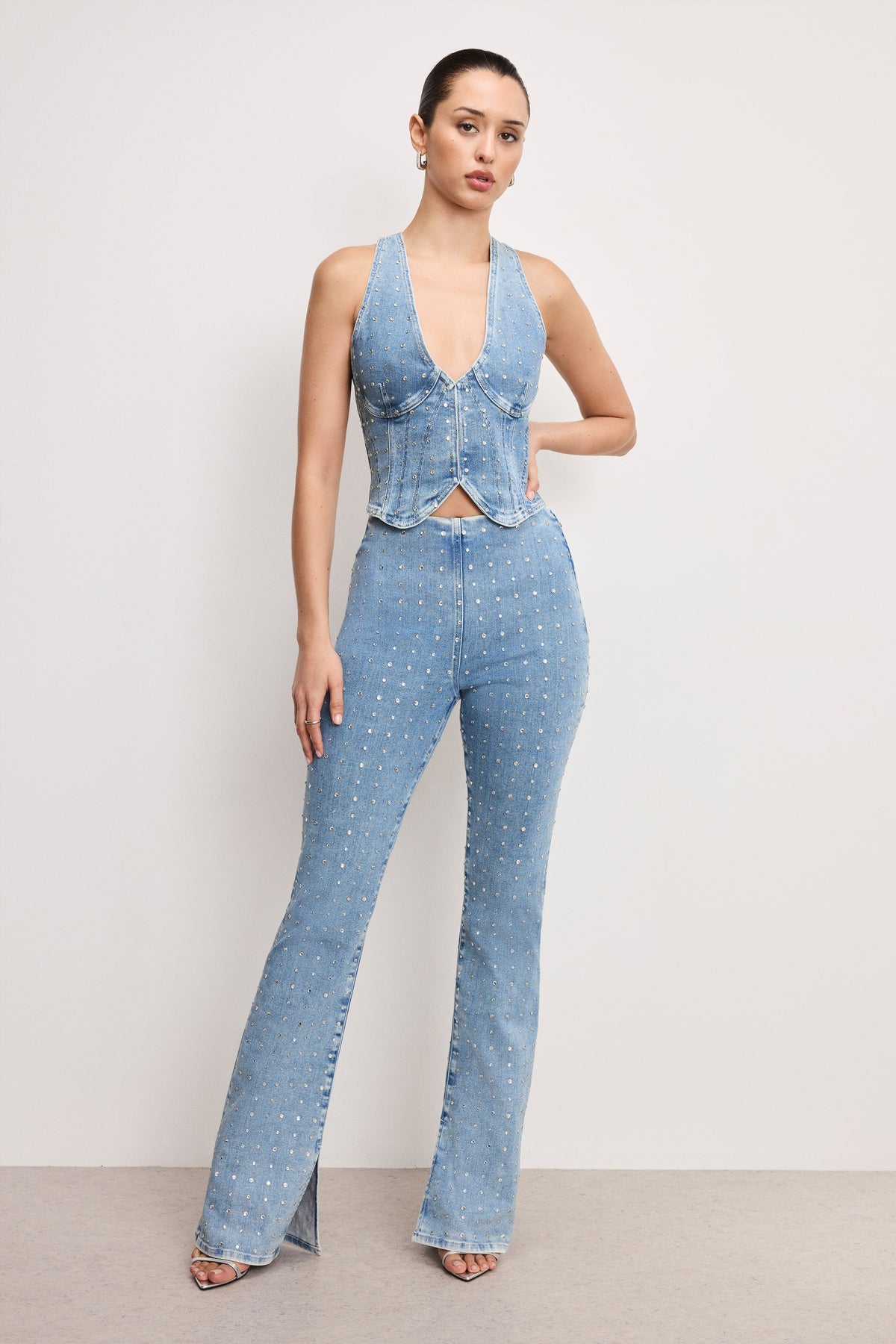 Premium DOLLY CRYSTAL DENIM PULL ON PANTS INDIGO1023