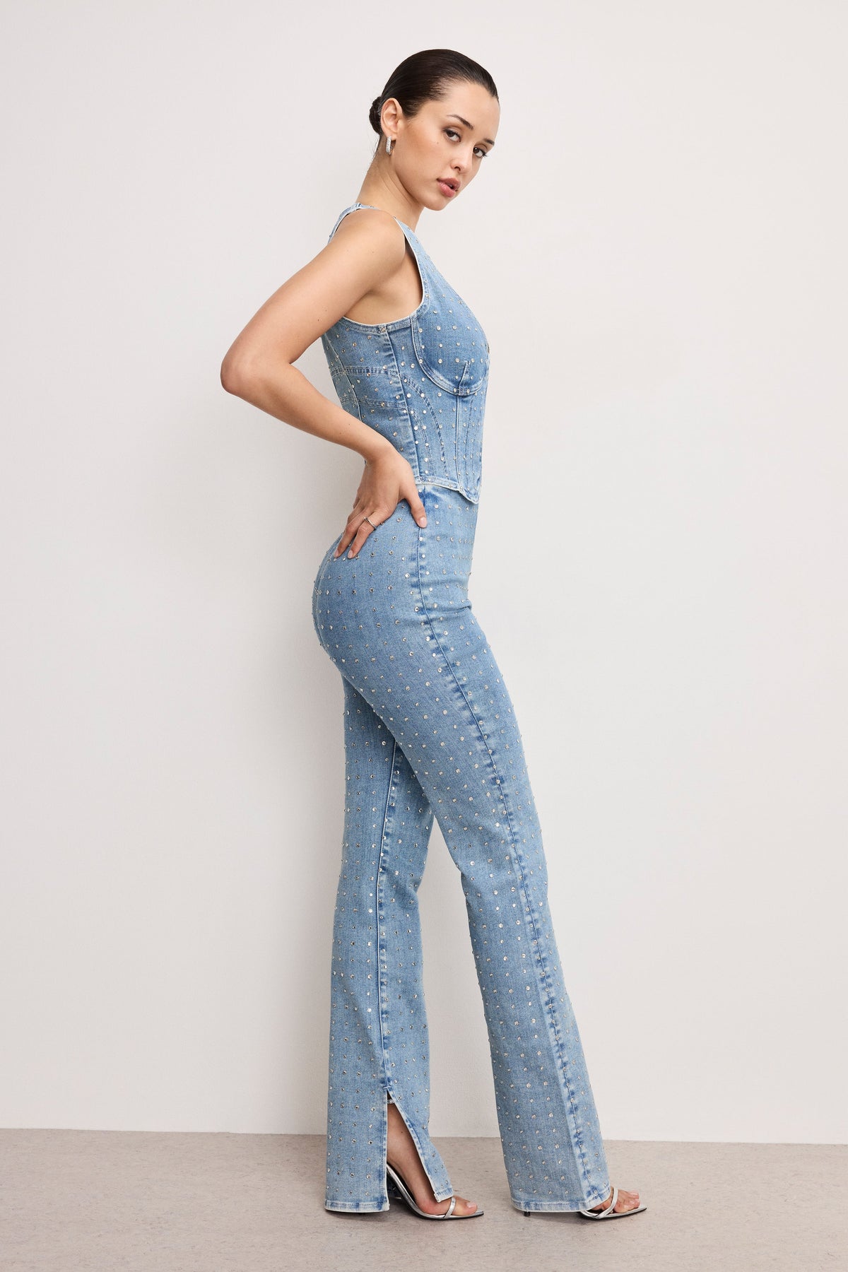Premium DOLLY CRYSTAL DENIM PULL ON PANTS INDIGO1023