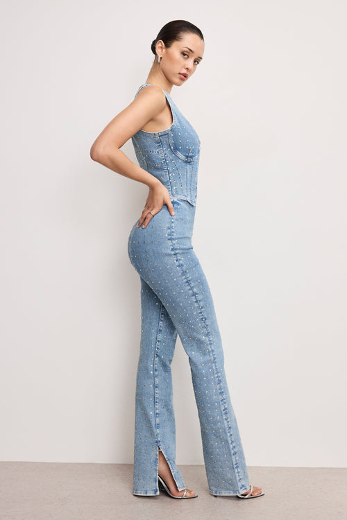Premium DOLLY CRYSTAL DENIM PULL ON PANTS INDIGO1023