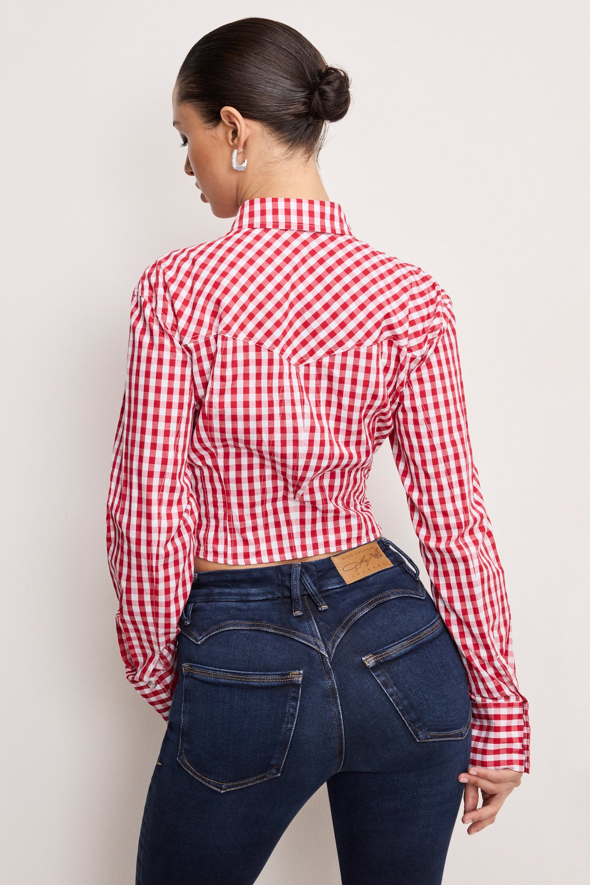 Premium DOLLY COUNTRY CORSET SHIRT CRIMSON AND WHITE GINGHAM