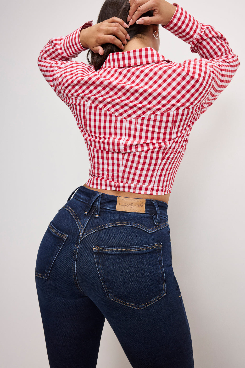 Premium DOLLY COUNTRY CORSET SHIRT CRIMSON AND WHITE GINGHAM