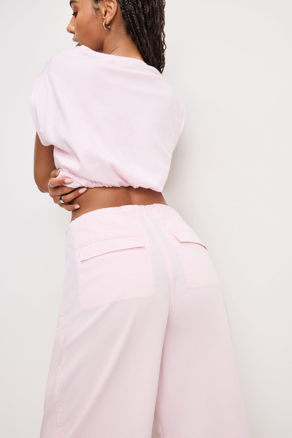 Premium TWILL PARACHUTE PANTS BUBBLEGUM005