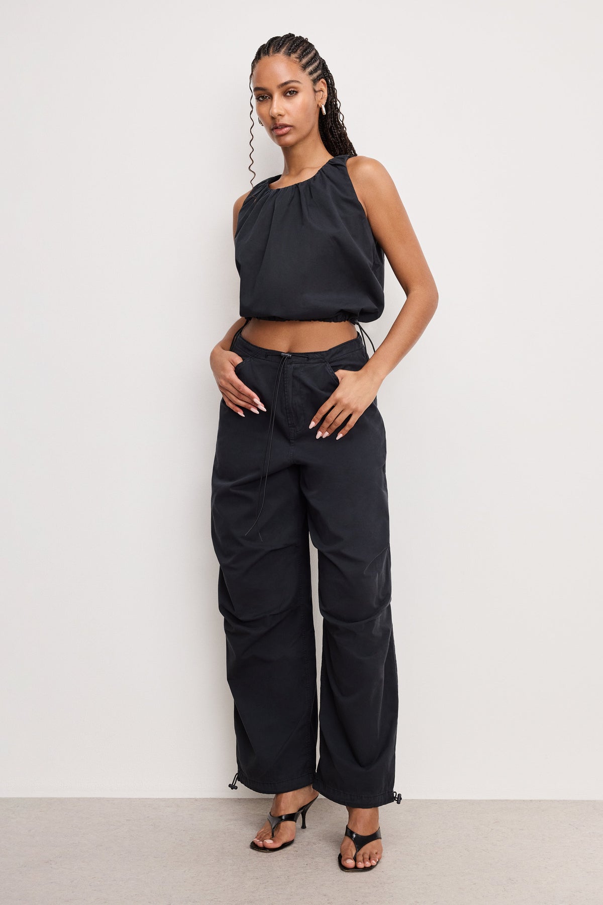 Premium TWILL PARACHUTE BUBBLE TOP BLACK001