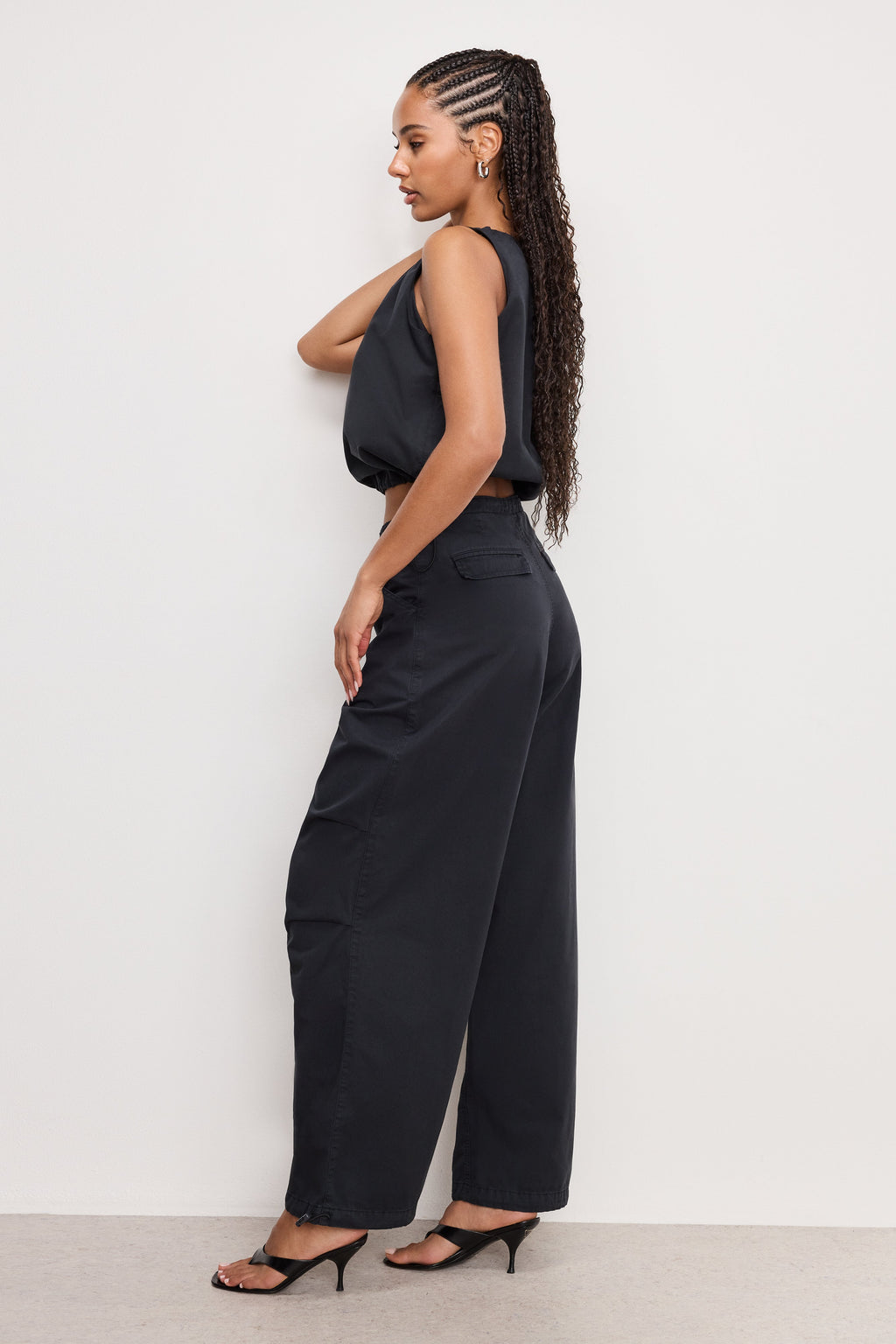 Premium TWILL PARACHUTE PANTS BLACK001
