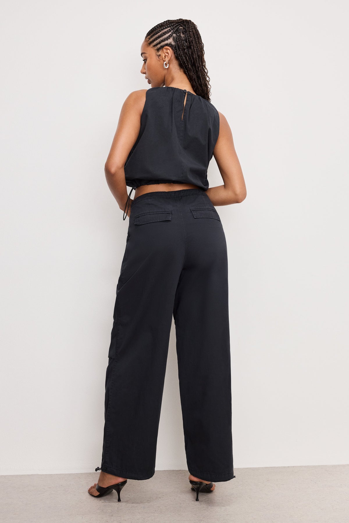 Premium TWILL PARACHUTE PANTS BLACK001