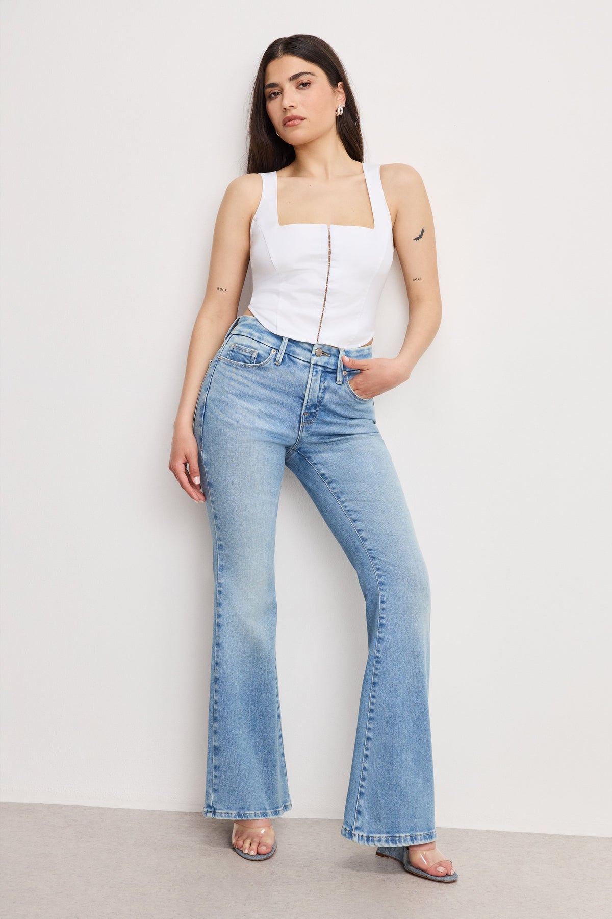 Premium DOLLY JOLEANS PETITE FLARE JEANS INDIGO1019
