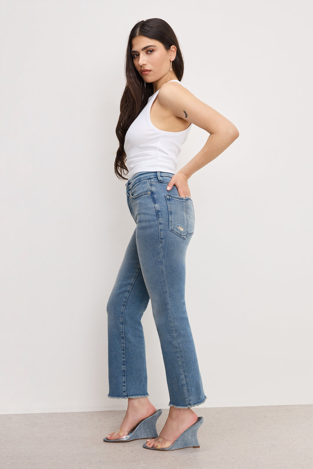 Premium GOOD PETITE STRAIGHT JEANS BLUE449
