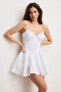 Premium POPLIN MINI DRESS WHITE001