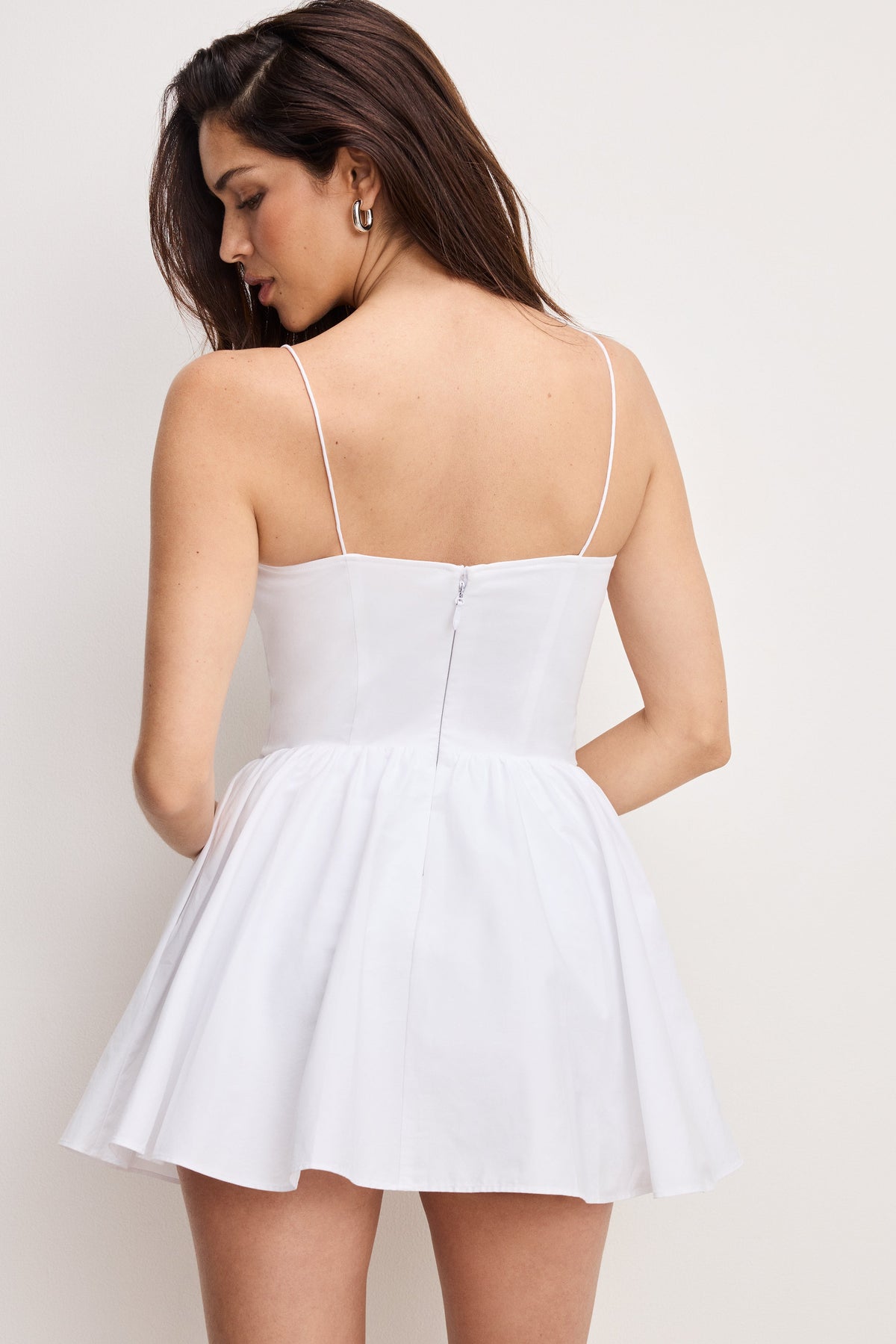Premium POPLIN MINI DRESS WHITE001
