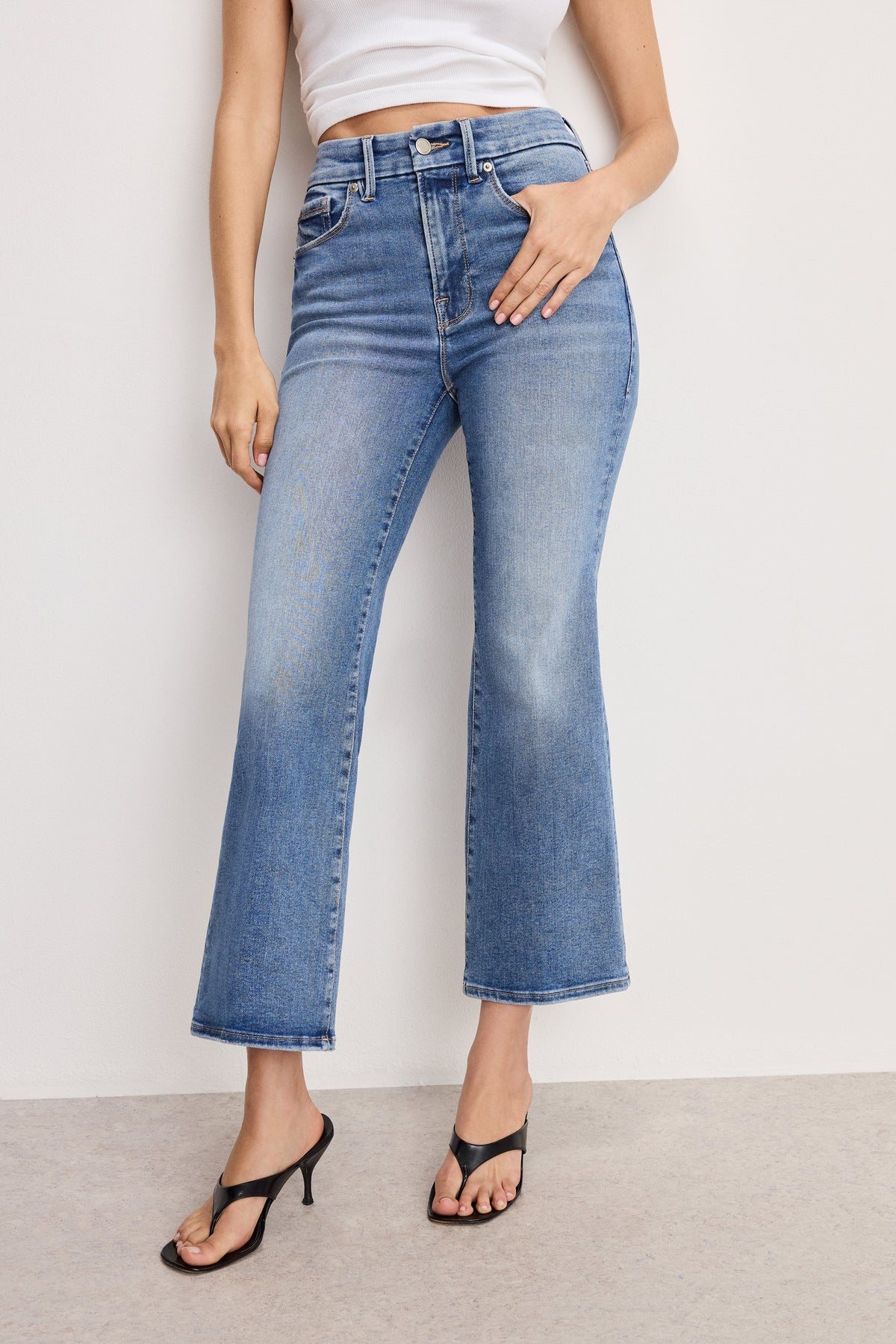 Premium ALWAYS FITS GOOD LEGS CROPPED MINI BOOT JEANS INDIGO953