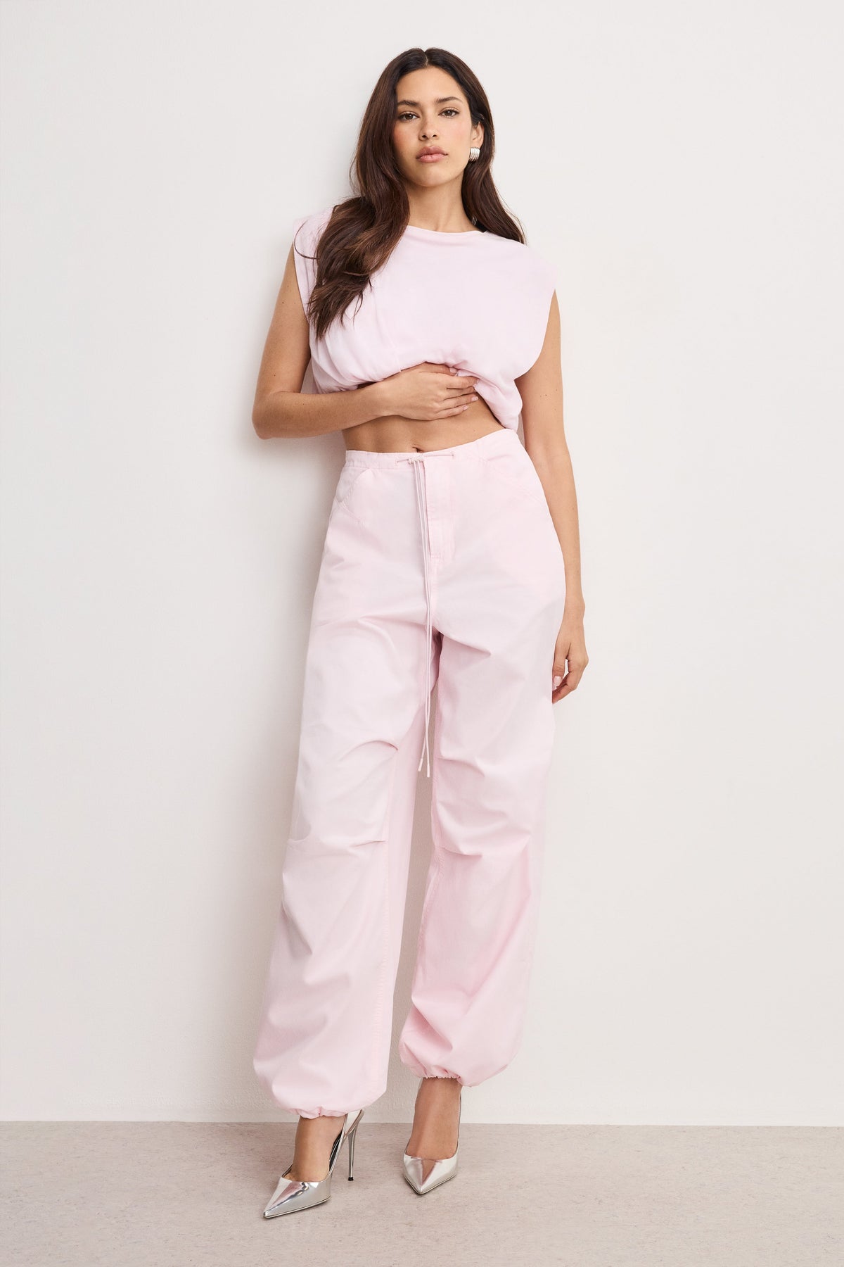 Premium TWILL PARACHUTE PANTS BUBBLEGUM005
