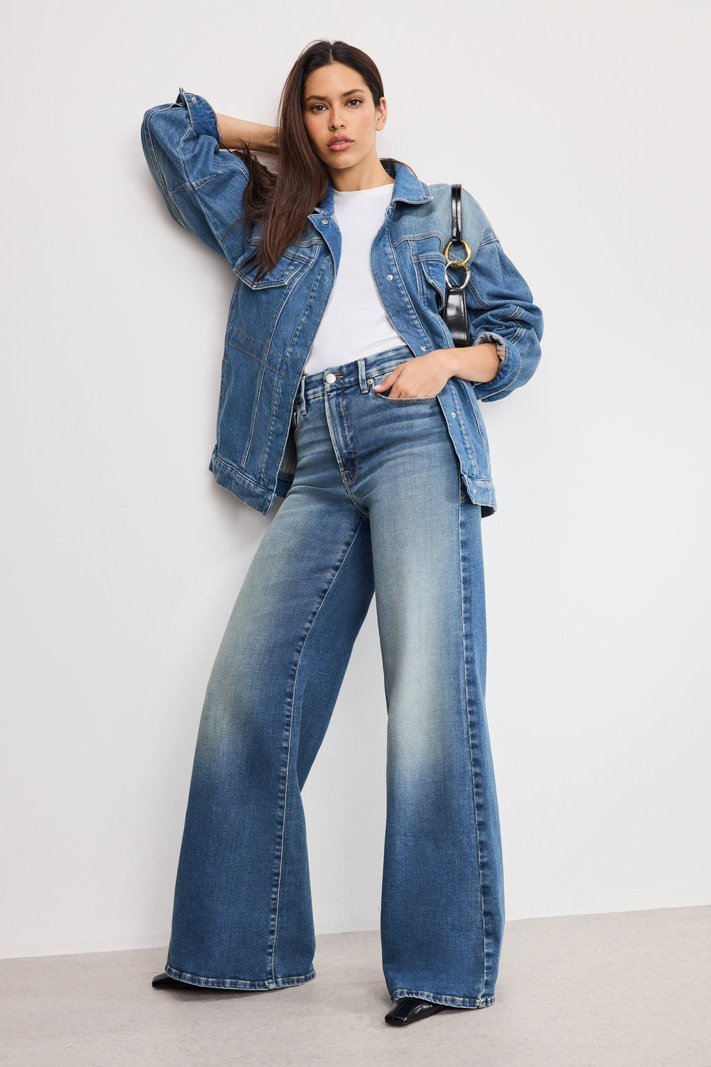 Premium SOFT TECH GOOD WAIST PALAZZO JEANS INDIGO986