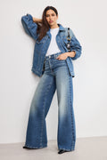 Premium SOFT TECH GOOD WAIST PALAZZO JEANS INDIGO986