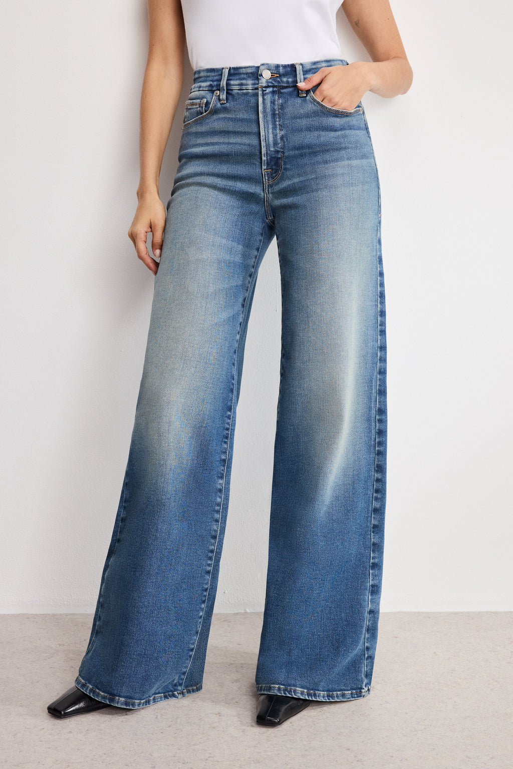 Premium SOFT TECH GOOD WAIST PALAZZO JEANS INDIGO986
