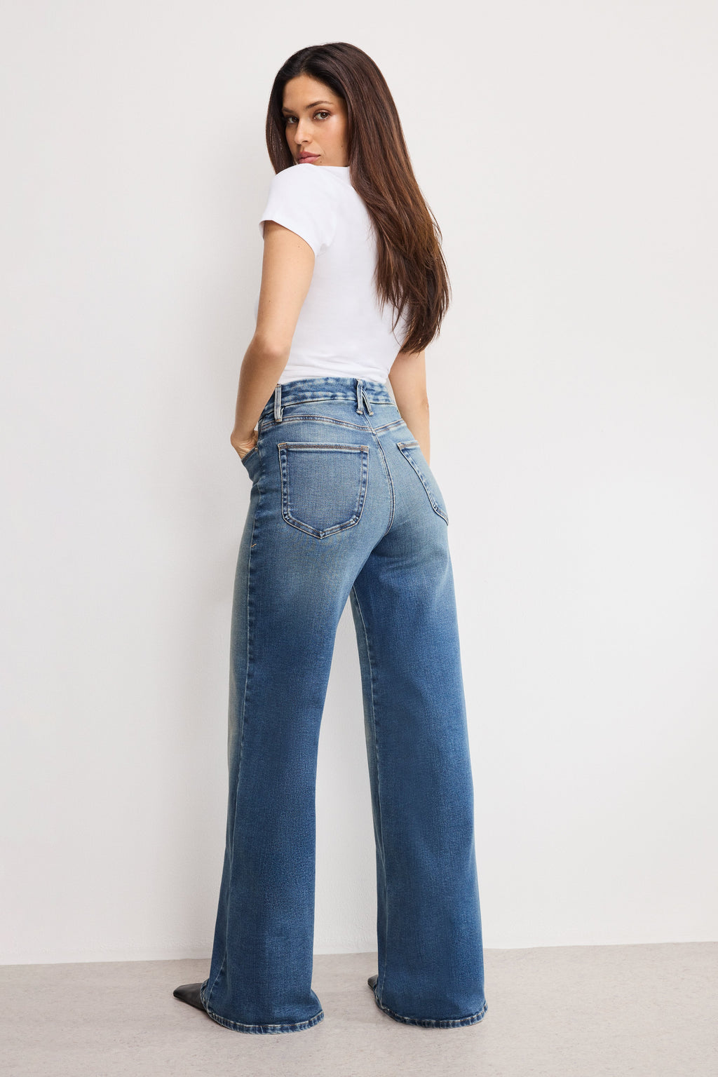 Premium SOFT TECH GOOD WAIST PALAZZO JEANS INDIGO986