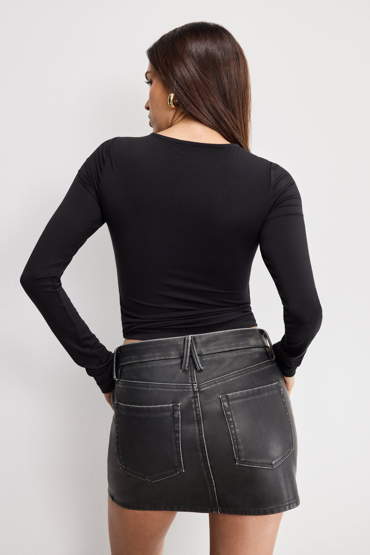Premium JERSEY U WIRE LONG SLEEVE TOP BLACK001