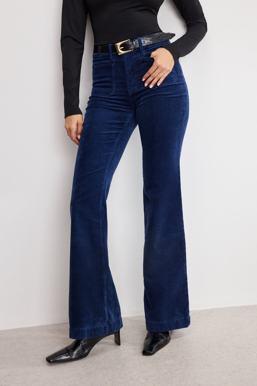 Premium GOOD LEGS FLARE CORDUROY PANTS MIDNIGHT002