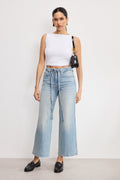 Premium GOOD WAIST PALAZZO CROPPED JEANS INDIGO999