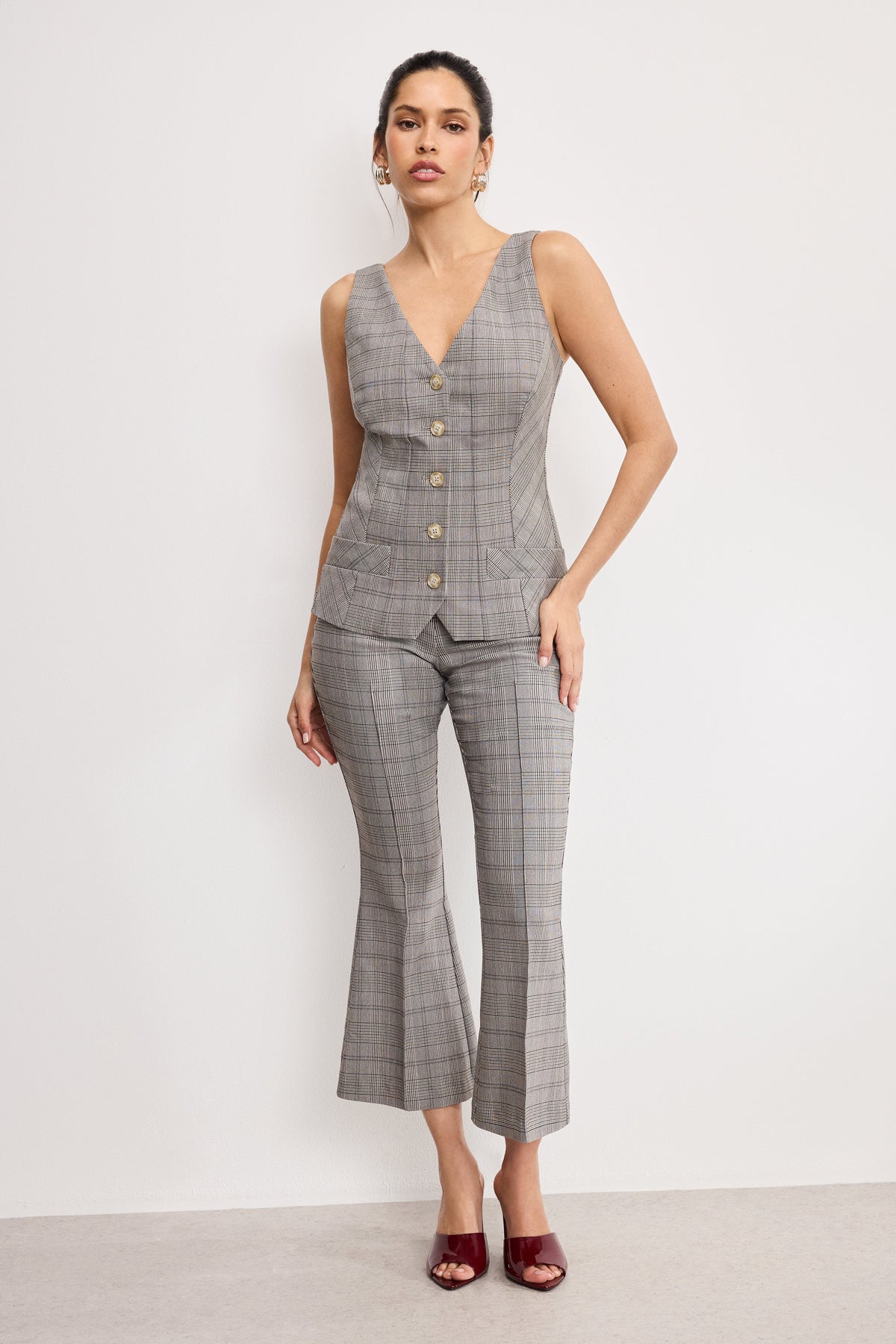 Premium PLAID VEST GLEN PLAID001