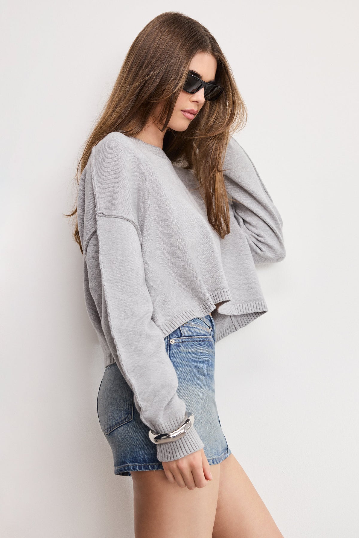 Premium COZY KNIT CREW NECK MELANGE GREY