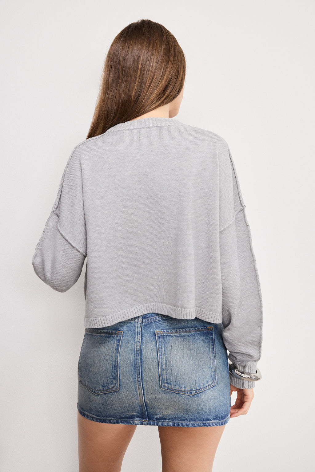 Premium COZY KNIT CREW NECK MELANGE GREY