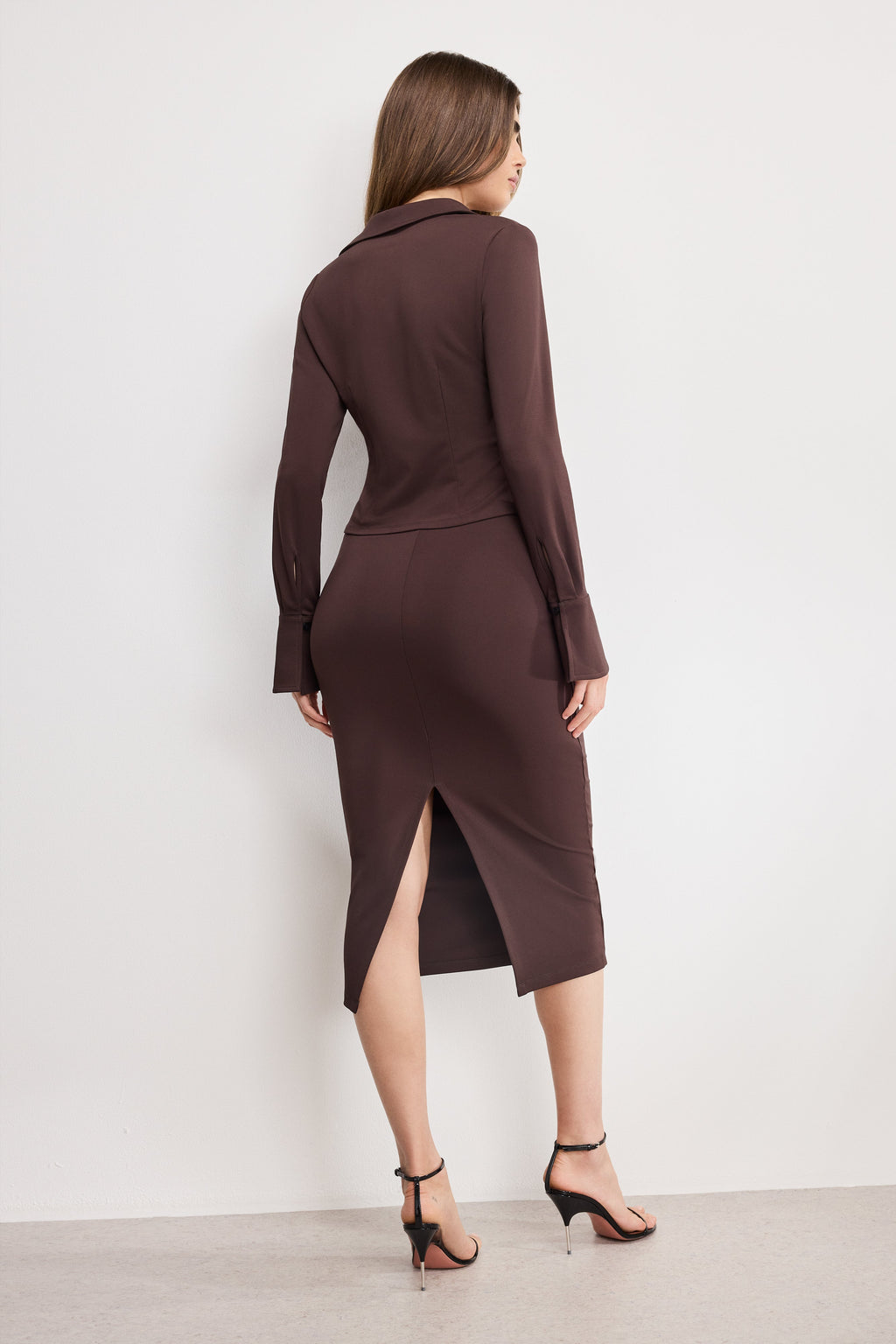 Premium MATTE JERSEY MIDI PENCIL SKIRT BARK003
