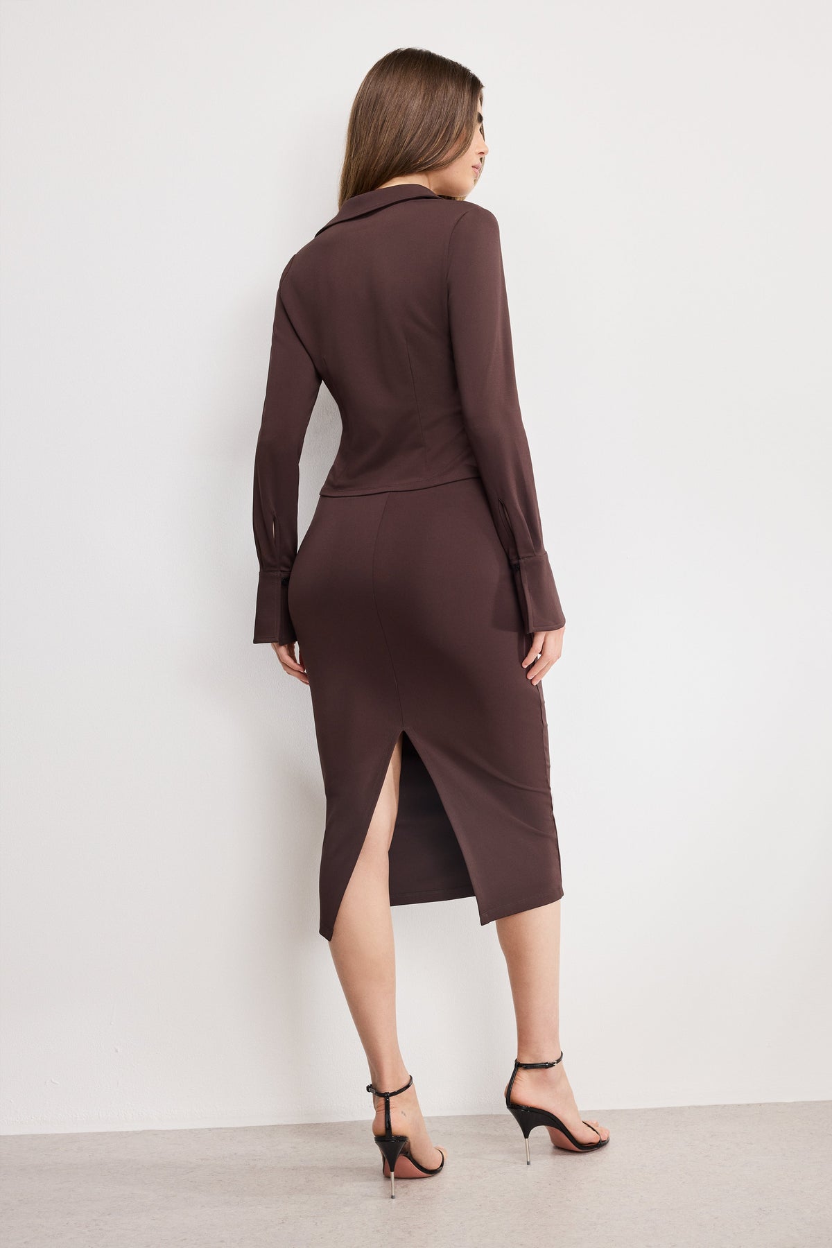 Premium MATTE JERSEY MIDI PENCIL SKIRT BARK003