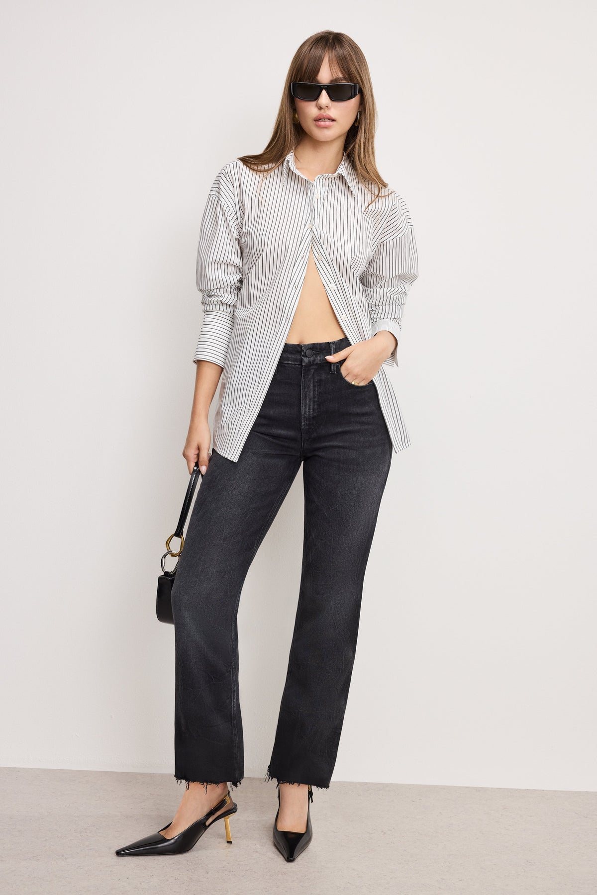 Premium GOOD ICON STRAIGHT ANKLE JEANS BLACK404