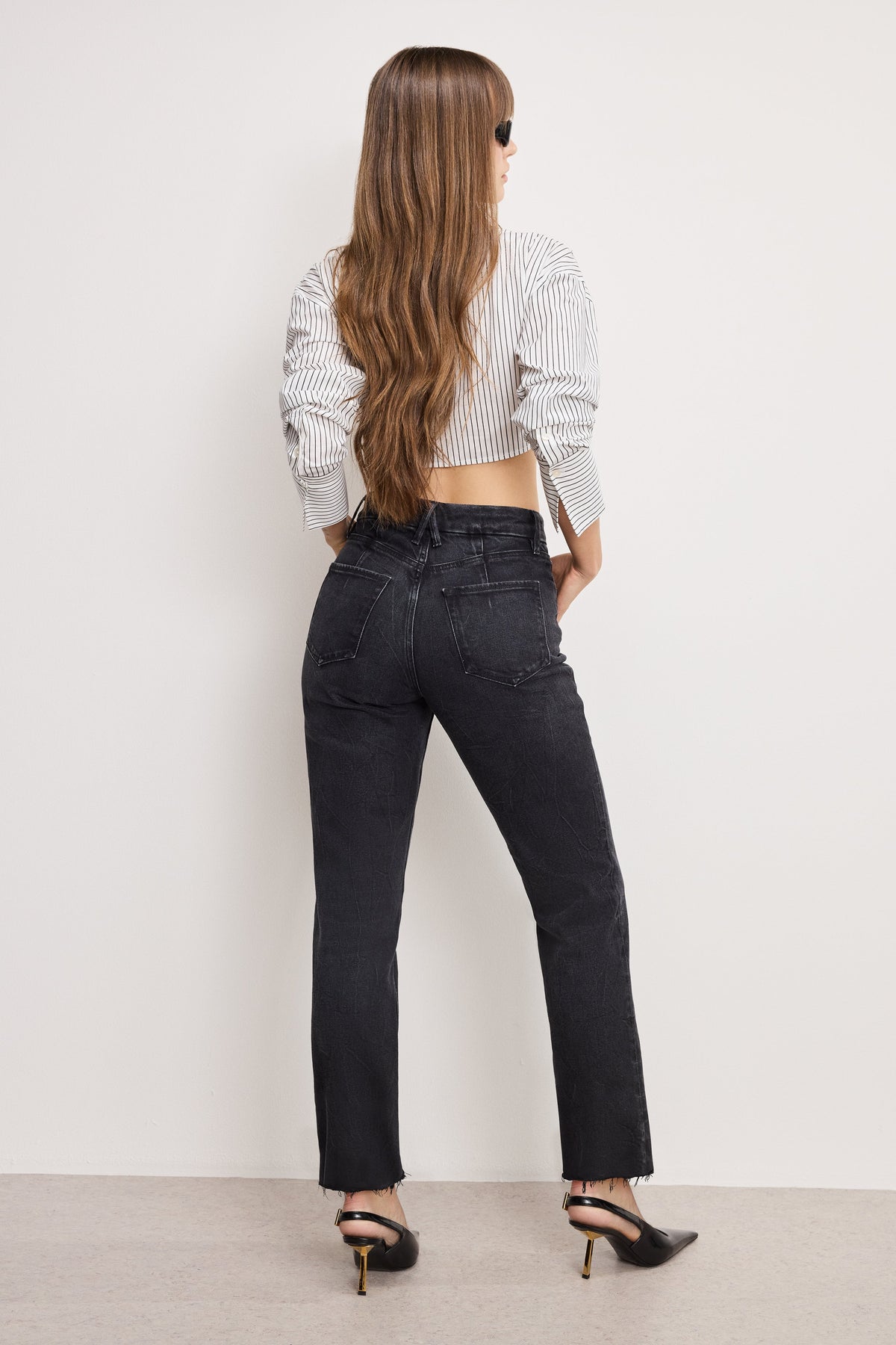 Premium GOOD ICON STRAIGHT ANKLE JEANS BLACK404