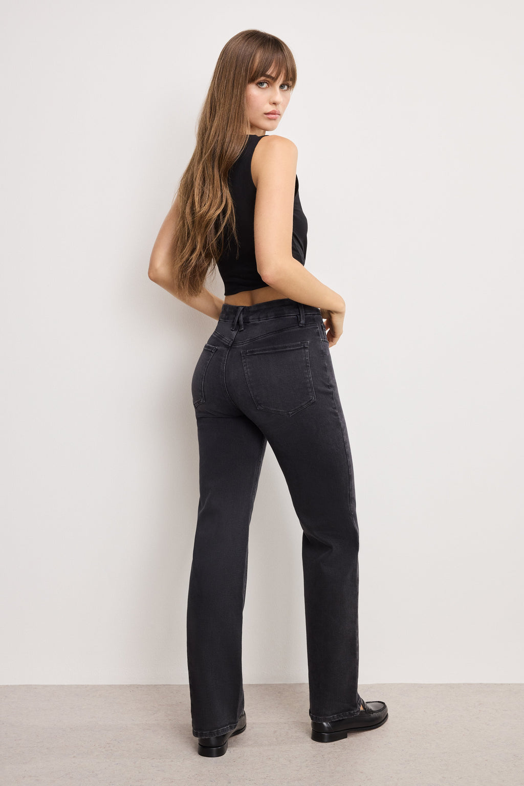 Premium SOFT TECH GOOD TRUE STRAIGHT JEANS BLACK343