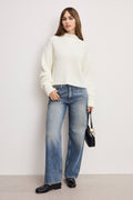 Premium CHUNKY KNIT MOCK NECK SWEATER IVORY003