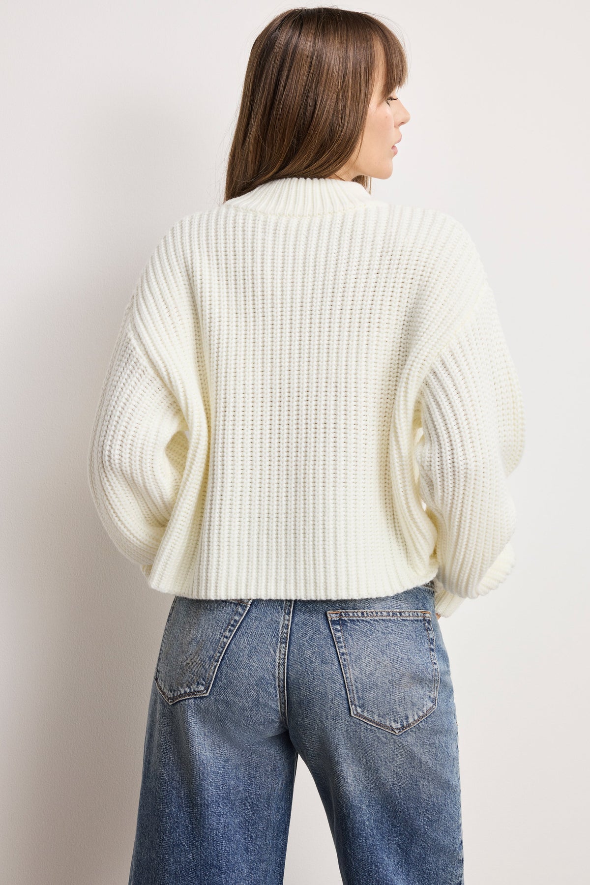 Premium CHUNKY KNIT MOCK NECK SWEATER IVORY003