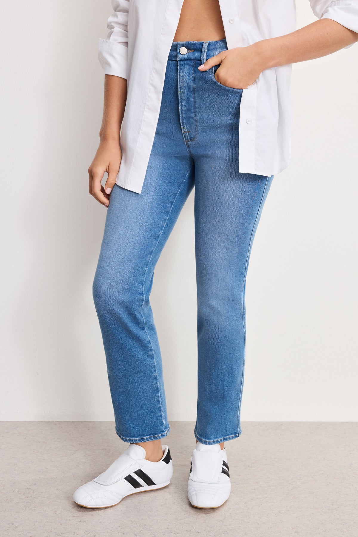 Premium GOOD CURVE STRAIGHT COMPRESSION JEANS INDIGO268