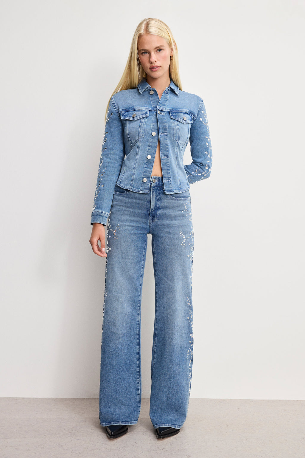 Premium DOLLY JOLEANS CRYSTAL WIDE JEANS INDIGO1089