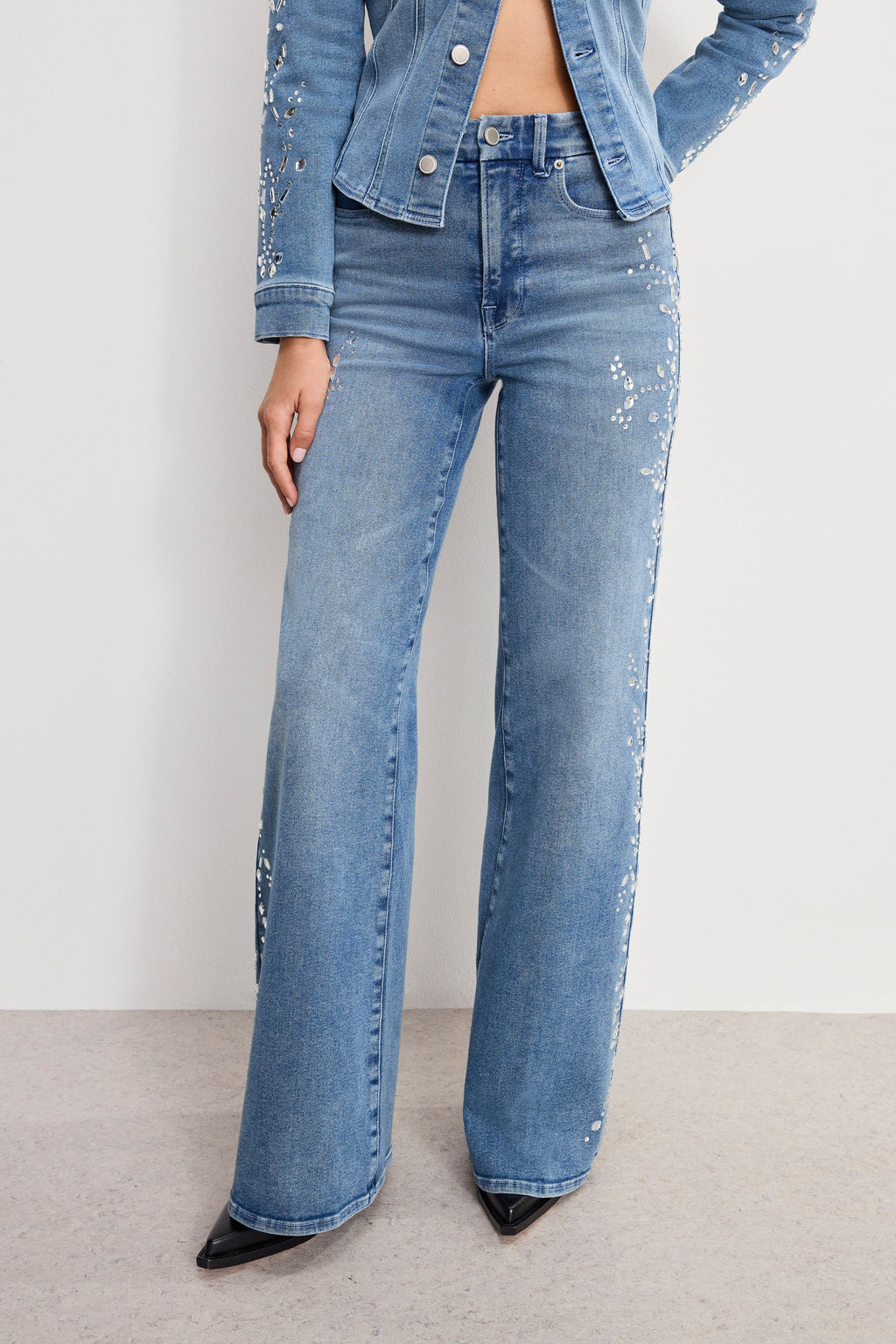Premium DOLLY JOLEANS CRYSTAL WIDE JEANS INDIGO1089