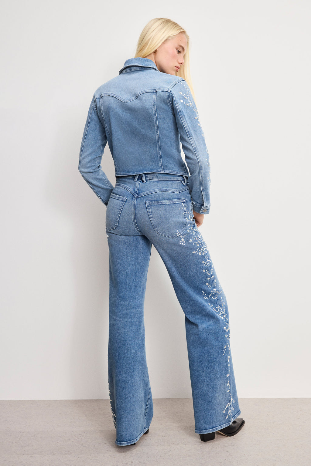 Premium DOLLY JOLEANS CRYSTAL WIDE JEANS INDIGO1089