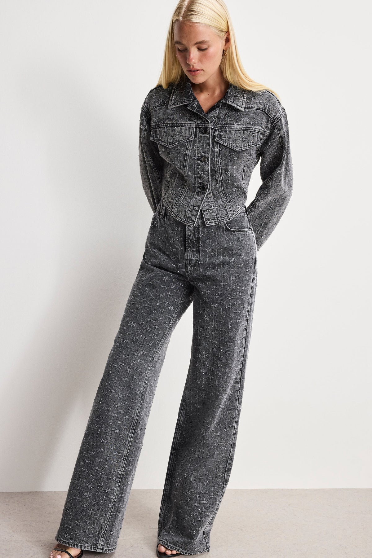 Premium DOLLY JOLEANS CRYSTAL RELAXED JEANS BLACK415