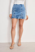 Premium DOLLY LACE UP MINI SKIRT INDIGO1090