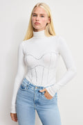 Premium DOLLY CRYSTAL CORSET BODYSUIT WHITE001