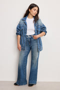 Premium SOFT TECH GOOD PETITE PALAZZO JEANS INDIGO986