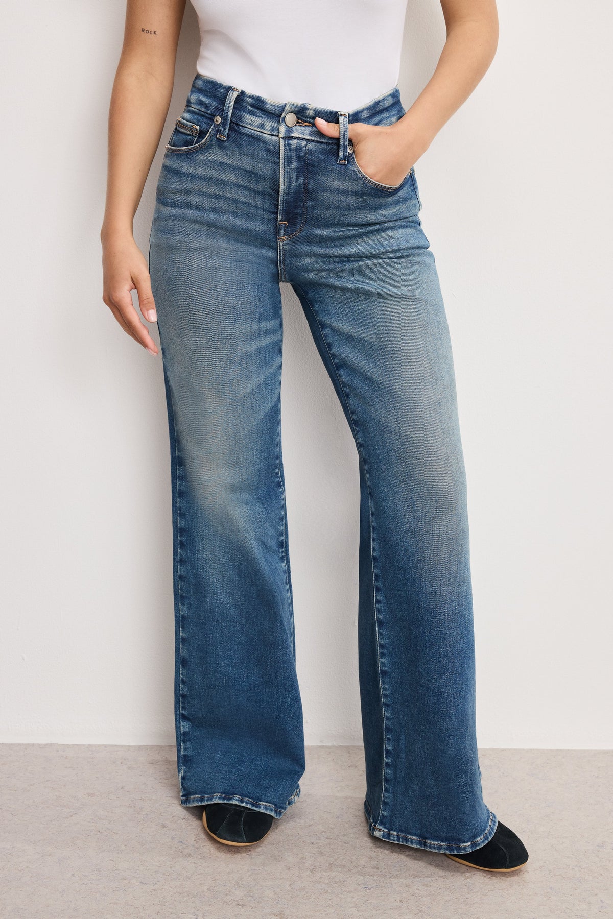Premium SOFT TECH GOOD PETITE PALAZZO JEANS INDIGO986