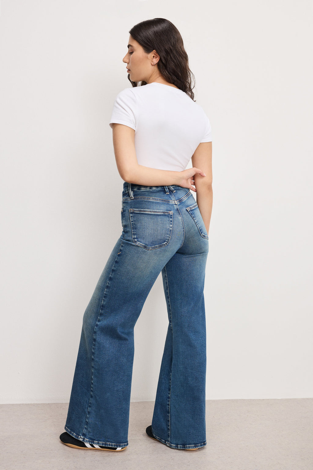 Premium SOFT TECH GOOD PETITE PALAZZO JEANS INDIGO986