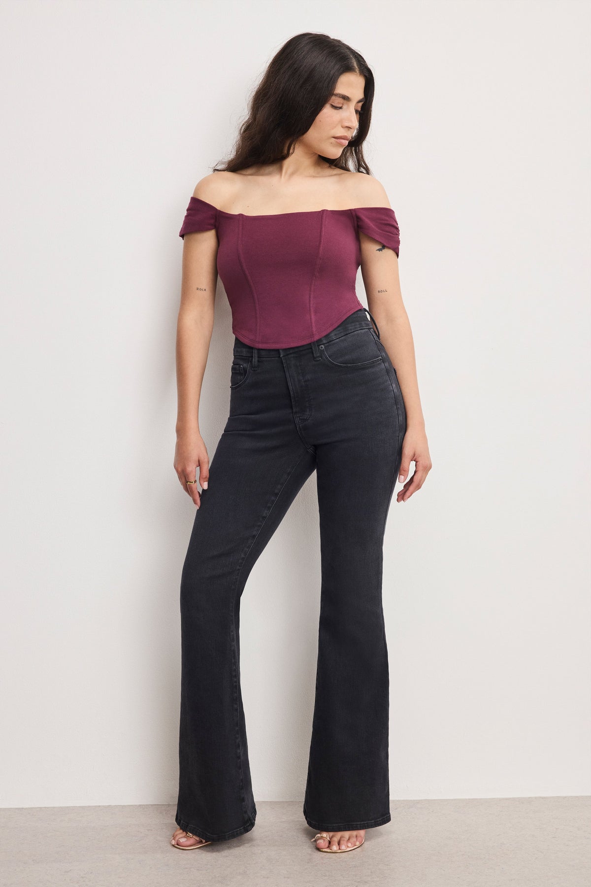 Premium DOLLY JOLEANS PETITE FLARE JEANS BLACK391