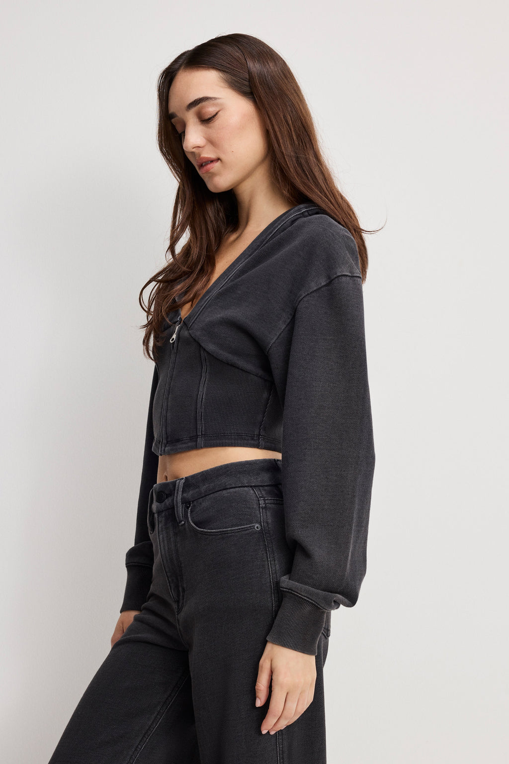 Premium JEANIUS ZIP UP HOODIE BLACK430
