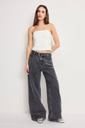 Premium ESSENTIAL SUITING STRAPLESS TOP CHESTNUT PIN STRIPE