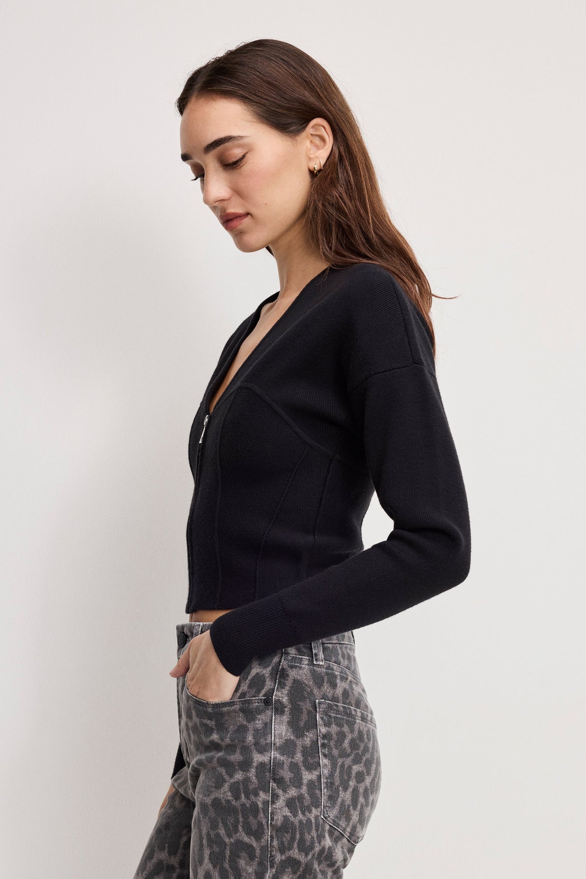 Premium BUSTIER SWEATER BLACK001